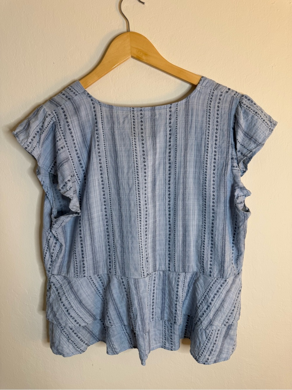 Threadgrit Blue Striped Button-Front V-Neck Top Blouse Size XL - Picture 6 of 6